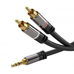 PremiumCord HQ stínený kabel stereo Jack 3.5mm-2xCINCH M M 5m