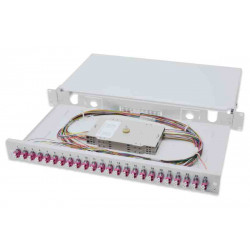 Digitus Fiber Optic Sliding Splice Box, 1U, Equipped 24x LC duplex, incl. M 25 Screw, Splice Cassette Color Pigtails OM4, Adapter