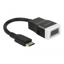 Delock - Video audio adaptér - mini HDMI s piny (male) do HD-15 (VGA), stereo mini jack se zdířkami (female) - 15 cm - černá, bílá