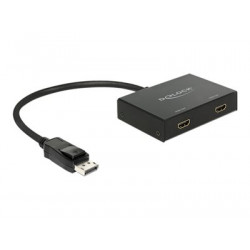 Delock Displayport 1.2 Splitter 1 x Displayport in 2 x HDMI out 4K - Rozdělovač video audio - 1 x DisplayPort + 2 x HDMI - desktop