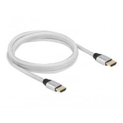 Delock - Ultra High Speed - HDMI kabel - HDMI s piny (male) do HDMI s piny (male) - 2 m - trojnásobně stíněný - stříbrná - kontakty osvětlené zlatou barvou, podpora 8K60Hz (7680 x 4320)