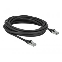 Delock - Patch kabel - RJ-45 (M) do RJ-45 (M) - 5 m - 6 mm - S FTP - CAT 6a - lisovaný, venkovní, provedení bez hrbolků - černá