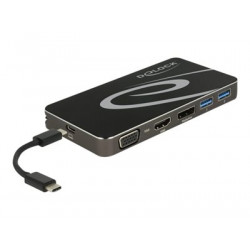 Delock USB Type-C 3.2 Dockingstation 4K - Dokovací stanice - USB-C 3.2 Gen 1 Thunderbolt 3 - VGA, HDMI, DP