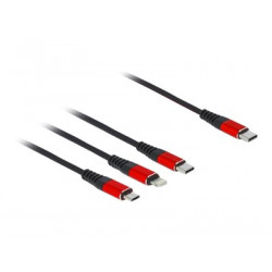 Delock 3 in 1 - Kabel pouze pro nabíjení - USB-C s piny (male) do Micro USB typ B, Lightning, USB-C s piny (male) - 30 cm - černá