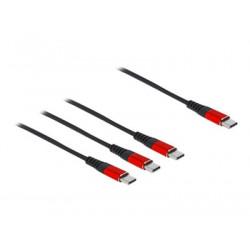 Delock - USB kabel - USB-C (M) do USB-C (M) - USB 2.0 - 5 V - 3 A - 1 m - černá červená, jen funkci nabíjení