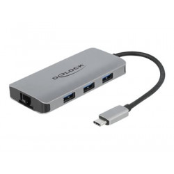 Delock USB 3.2 Gen 1 Hub with 4 Ports and Gigabit LAN and PD - Rozbočovač - 4 x USB 3.2 Gen 1 + 1 x 10 100 1000 - desktop