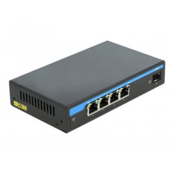 Delock - Přepínač - 4 x 10 100 1000 (PoE+) + 1 x gigabitů SFP - desktop - PoE+ (60 W)