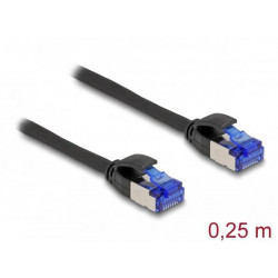 Delock Síťový kabel RJ45, Cat.6A, S FTP, tenký, 0,25 m, černý