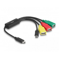 Delock Čtyřportový kabelový Hub USB 2.0 s rozhraním USB Type-C™ na 3 x USB-A samice + 1 x USB-C™ samec