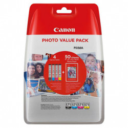 Canon originální ink CLI-571 C M Y BK photo value pack, black color, 0386C007, Canon 4-pack C M Y K + paper PIXMA MG5750, MG6850, 