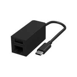 Microsoft Surface USB-C to Ethernet and USB Adapter - Síťový USB adaptér - USB-C 3.1 - Gigabit Ethernet x 1 + USB 3.1 x 1 - černá - komerční