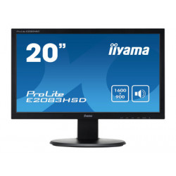 iiyama ProLite E2083HSD-1 - LED monitor - 20" (19.5" zobrazitelný) - 1600 x 900 @ 60 Hz - TN - 250 cd m2 - 1000:1 - 5 ms - DVI-D, VGA - reproduktory - černá