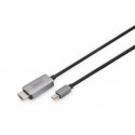 Digitus 8K@60Hz. M M; mini DP na HDMI; kabeový adaptér Alu Pouzdro; Černý; 1m