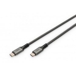 DIGITUS Připojovací kabel USB 4, TypC na TypeC, PP opletení AL-Housing 8K@60Hz, PD3.0, 40Gbits s, 1m, bl.