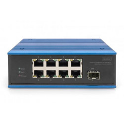 DIGITUS Industrial 8+1 Port Fast Ethernet Switch Unmanaged, 8 RJ45 Ports 10 100 Mbits