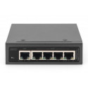 DIGITUS Industrial 5-Port Gigabit PoE Extender 1-Port 802.3bt PoE to 4-port 802.3af at