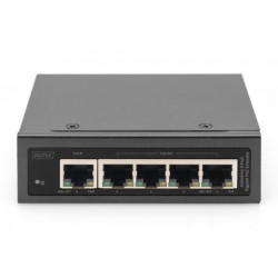 DIGITUS Industrial 5-Port Gigabit PoE Extender 1-Port 802.3bt PoE to 4-port 802.3af at