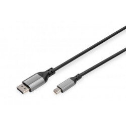 Digitus 8K@60Hz, mini DP to DP; DP 1.4 Alu housing; Black; 2m