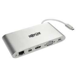 Tripplite Dokovací stanice USB-C 2x displej,HDMI 4K,mDP,VGA,USB 3.2 G1, USB-A C, GbE, 100W nabíjení