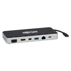 Tripplite Dokovací stanice USB-C 3x displej,HDMI 4K,mDP,VGA,USB3.2 G1,USB-A C,GbE,60W nabíjení