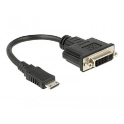 Delock - Video adaptér - mini HDMI s piny (male) do DVI-I se zdířkami (female) - 20 cm - černá
