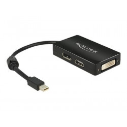 Delock - Adaptér DisplayPort - Mini DisplayPort (M) do DVI-D, HDMI, DisplayPort (F) - 16 cm - černá