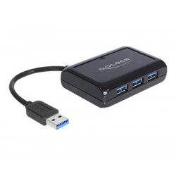 Delock USB 3.0 Hub 3 Port + 1 Port Gigabit LAN 10 100 1000 Mb s - Síťový adaptér - USB 3.0 - GigE - 1000Base-T + 3 x USB 3.0