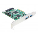 Delock PCI Express Card  2 x external USB 3.0, 2 x internal SATA 6 Gb s - Úložiště USB3.0 ovladač - USB 3.0 SATA 6Gb s - 6 Gbit s - PCIe 2.0 x4