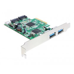 Delock PCI Express Card  2 x external USB 3.0, 2 x internal SATA 6 Gb s - Úložiště USB3.0 ovladač - USB 3.0 SATA 6Gb s - 6 Gbit s - PCIe 2.0 x4