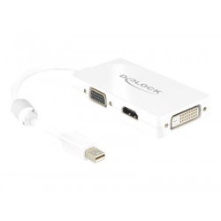 Delock - Adaptér DisplayPort - Mini DisplayPort (M) do HD-15 (VGA), HDMI, DisplayPort (F) - 16 cm - bílá