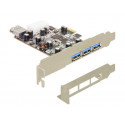 Delock PCI Express Card  3 x extern + 1 x intern USB 3.0 - USB adaptér - PCIe nízký profil - USB, USB 2.0, USB 3.0 - 4 porty