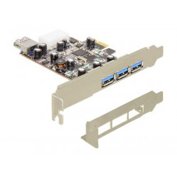 Delock PCI Express Card  3 x extern + 1 x intern USB 3.0 - USB adaptér - PCIe nízký profil - USB, USB 2.0, USB 3.0 - 4 porty