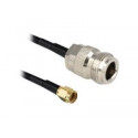Delock - Kabel antény - RP-SMA (M) do N konektor (F) - 1 m - LMR-195 - černá