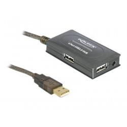 Delock USB 2.0 Extension Cable 10 m active with 4 port Hub - Rozbočovač - 4 x USB 2.0