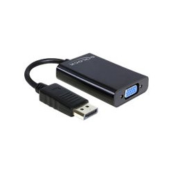 Delock Adapter Displayport male  VGA 15 pin female - Adaptér DisplayPort - DisplayPort (M) do HD-15 (VGA), stereo mini jack, Micro-USB typ B (pouze napájení) (F) - 21 cm