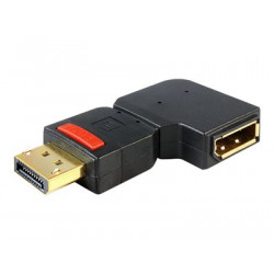 Delock Adapter Displayport male  Displayport female angled left - Adaptér DisplayPort - DisplayPort (F) do DisplayPort (M) - konektor 90° - černá