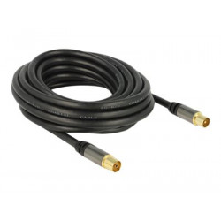 Delock - Kabel antény - konektor IEC s piny (male) do konektor IEC se zdířkami (female) - 5 m - 85 dB - černá