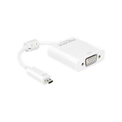 Delock Adapter HDMI Micro-D male  VGA female with Audio - Adaptér VGA) - mikro HDMI (M) do HD-15 (VGA), stereo mini jack, Micro-USB typ B (pouze napájení) (F) - 17 cm - bílá