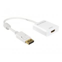 Delock Adapter Displayport 1.2 male  HDMI female 4K Active - Nástroj pro převod videa - Parade PS171 - DisplayPort - HDMI - bílá - maloobchod