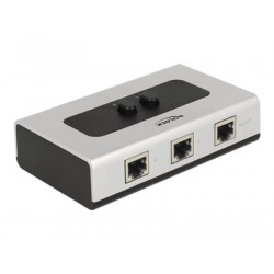 Delock Switch RJ45 10 100 1000 2 port manual bidirectional - Přepínač - 2 x 10 100 1000 - desktop