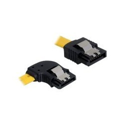 Delock Cable SATA - Kabel SATA - Serial ATA 150 300 - SATA (F) do SATA (F) - 50 cm - opatřený západkou, levý úhlový konektor, přímý konektor - žlutá