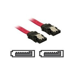 Delock - Kabel SATA - Serial ATA 150 300 - SATA (F) do SATA (F) - 50 cm - opatřený západkou, přímý konektor - červená