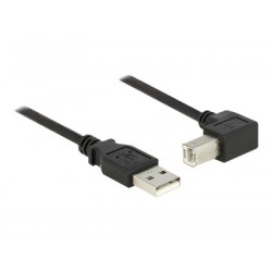 Delock - Kabel USB - USB typ B (M) do USB (M) - USB 2.0 - 1 m - konektor 90° - černá