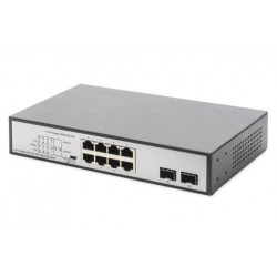 DIGITUS 8 Port Gigabit Switch 8xRJ45 (6xPoE)+ 2G SFP 180W Support 802.3 af at bt standard