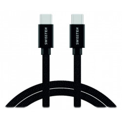 Swissten datový kabel USB-C USB-C s textilním opletem, 2,0 M Černý