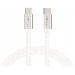 Swissten datový kabel USB-C USB-C s textilním opletem, 2,0 M Stŕíbrný