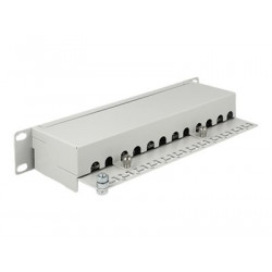 Delock - Propojovací panel - RJ-45 X 12 - světle šedá, RAL 7035 - 1U - 10"