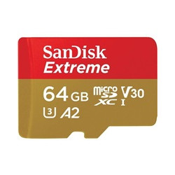 SanDisk micro SDXC karta 64GB Extreme Action Cams and Drones (170 MB s Class 10, UHS-I U3 V30) + adaptér