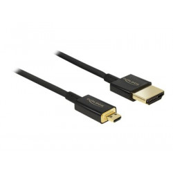Delock Slim Premium - Kabel HDMI s ethernetem - mikro HDMI s piny (male) do HDMI s piny (male) - 4.5 m - trojnásobně stíněný - černá - podporuje 4K