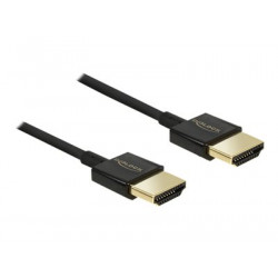 Delock Slim Premium - Kabel HDMI s ethernetem - HDMI s piny (male) do HDMI s piny (male) - 3 m - trojnásobně stíněná kroucená dvoulinka - černá - podporuje 4K